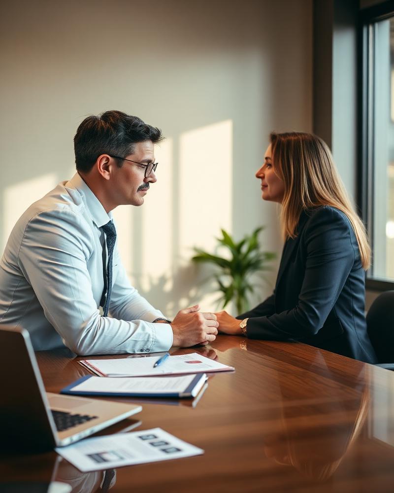 Attorney consulting with client